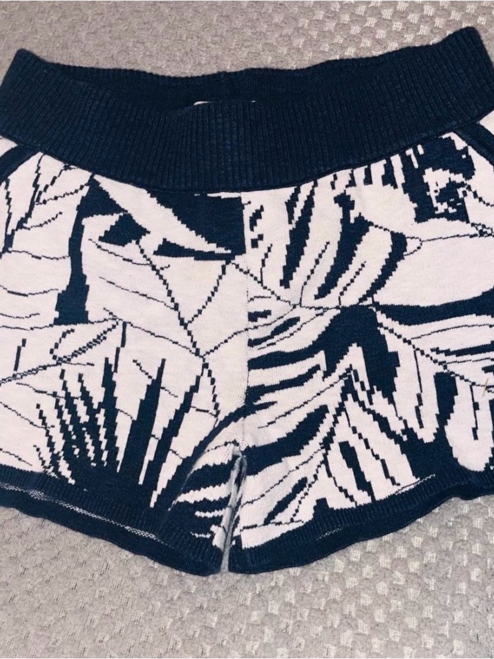 Madewell Navy and White Tropical Knit Bike Shorts